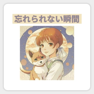 Anime Girl & Shiba Inu: A Heartwarming Duo Sticker